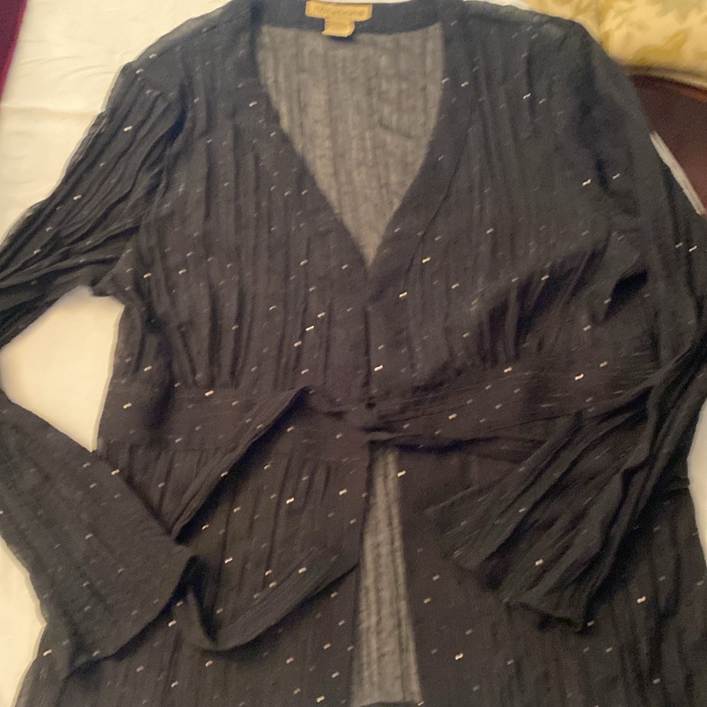 Two piece sheer set size extra large black with metallic dots black